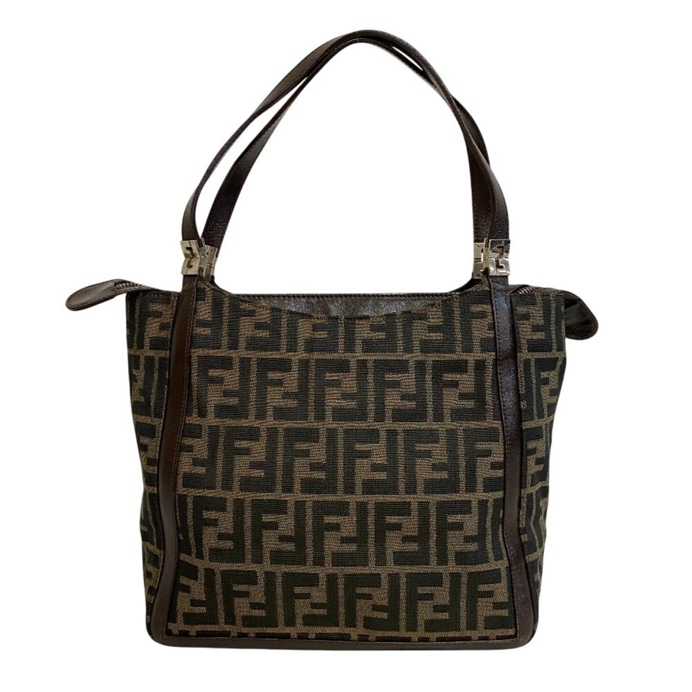FENDI Zucca Leather Handbag, Brown